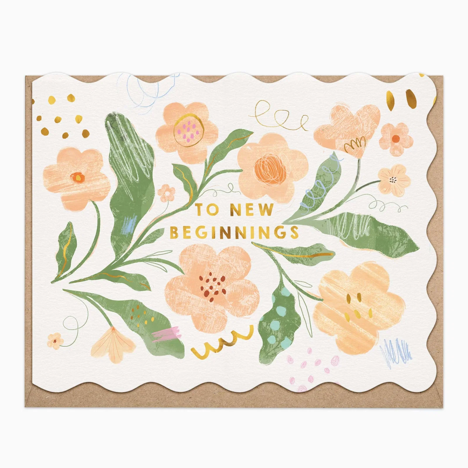 Image of H434 - Peach Flowers New Beginnings Card