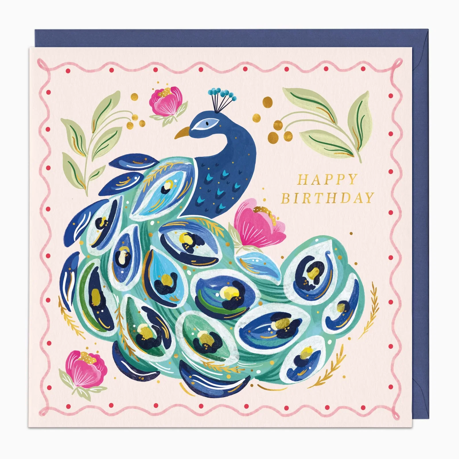 Image of H448 - Painted Paradise Peacock Birthday Card
