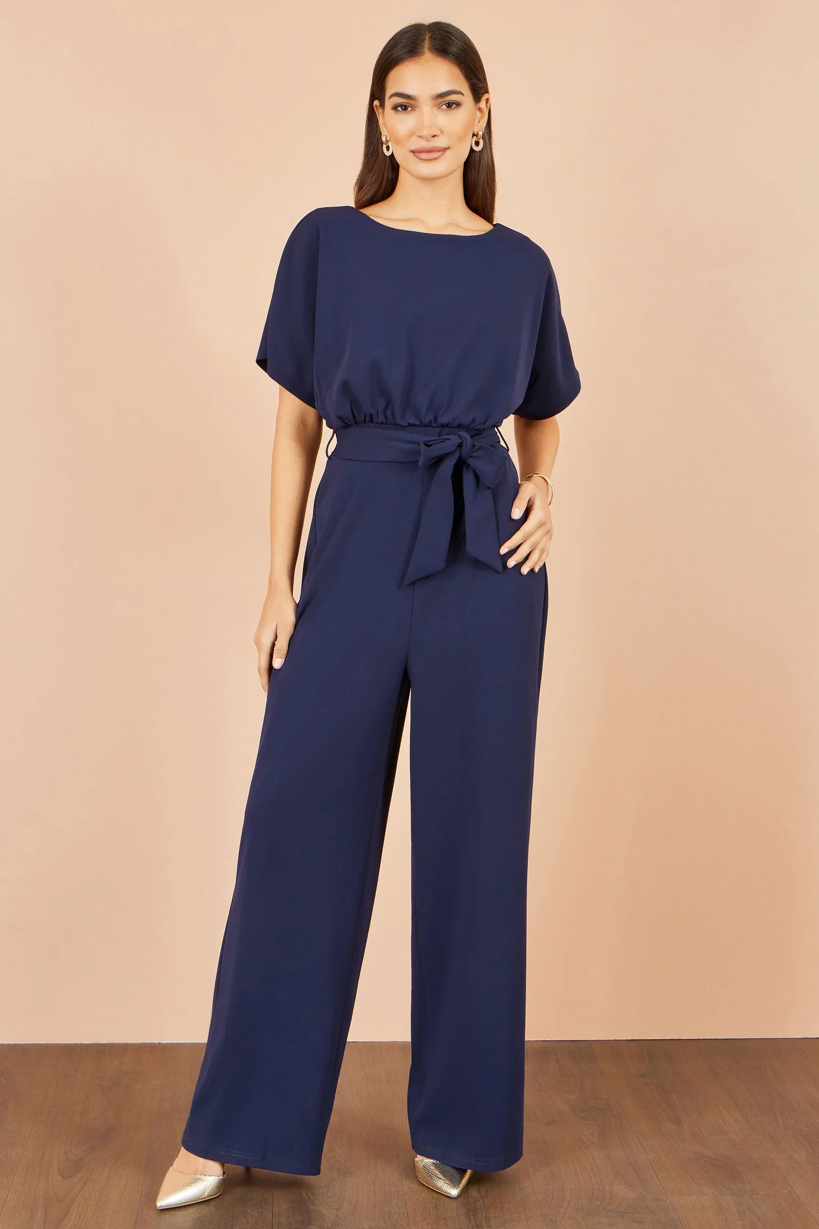 Yumi Navy Batwing Stretch Jumpsuit
