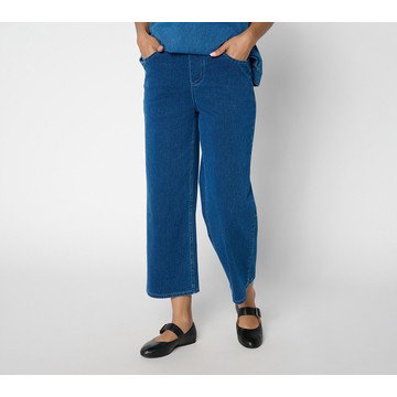 Denim & Co. Regular Comfy Knit Air Wide Leg Crop Pants