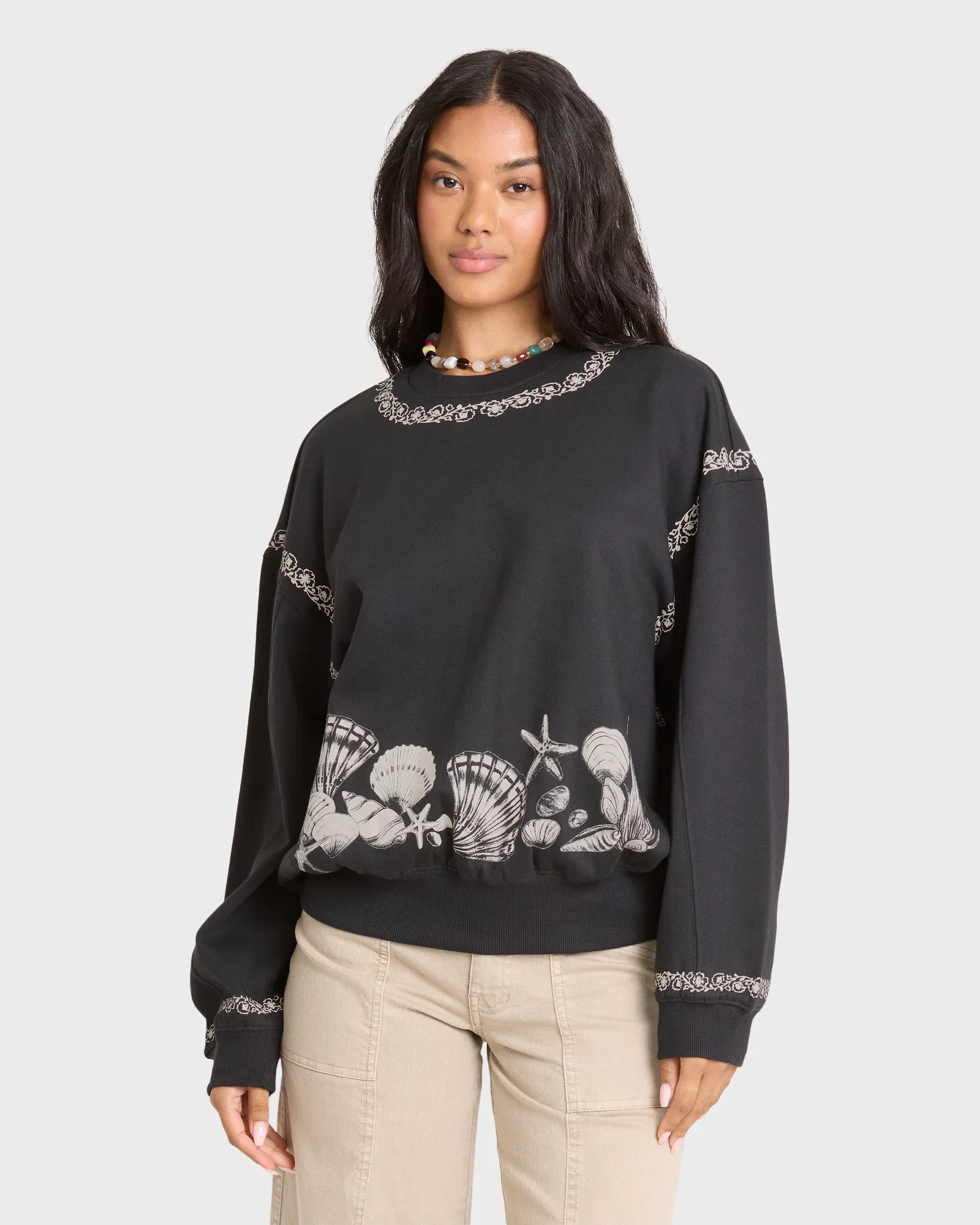 Image of Sea Treasure Kendal Crewneck Sweatshirt - Black Sands