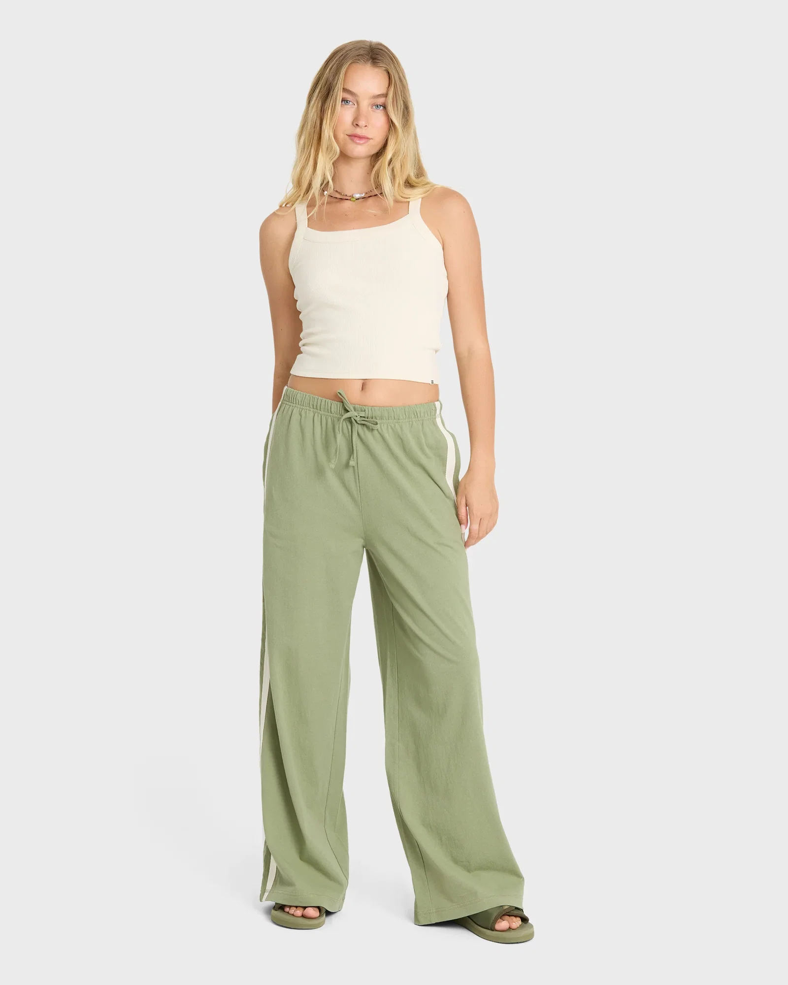 Image of Wave Stamp Knit Pants - Army Green
