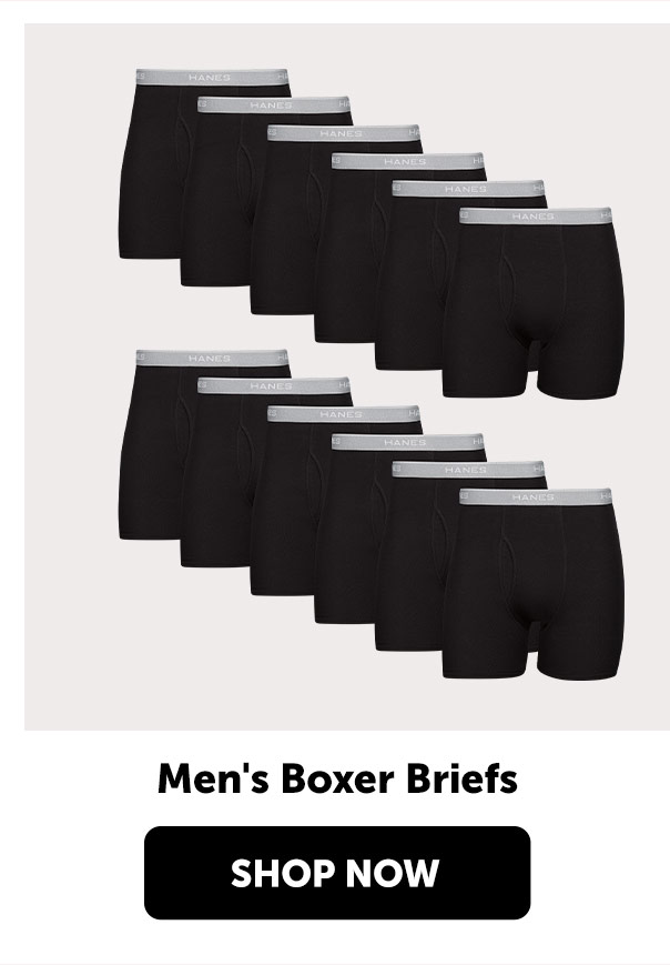 Hanes Men's Cotton Boxer Brief Underwear Value Pack, Black, 12-Pack
