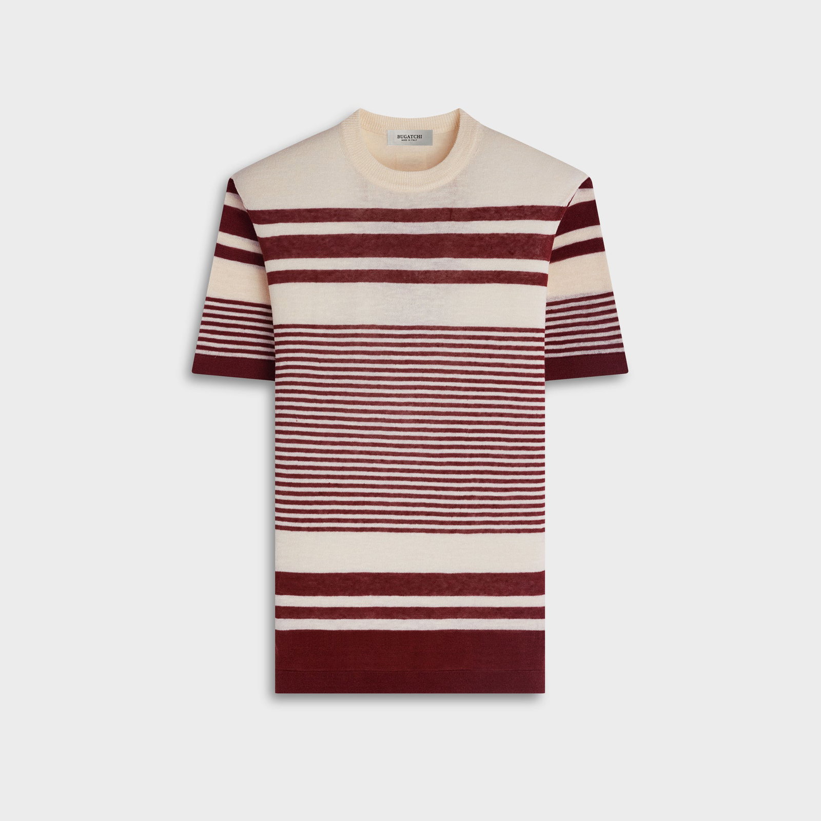 Striped Short-Sleeve Crewneck Sweater
