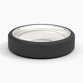 Tungsten and 18K White Gold Jett Black 6mm Wedding Ring