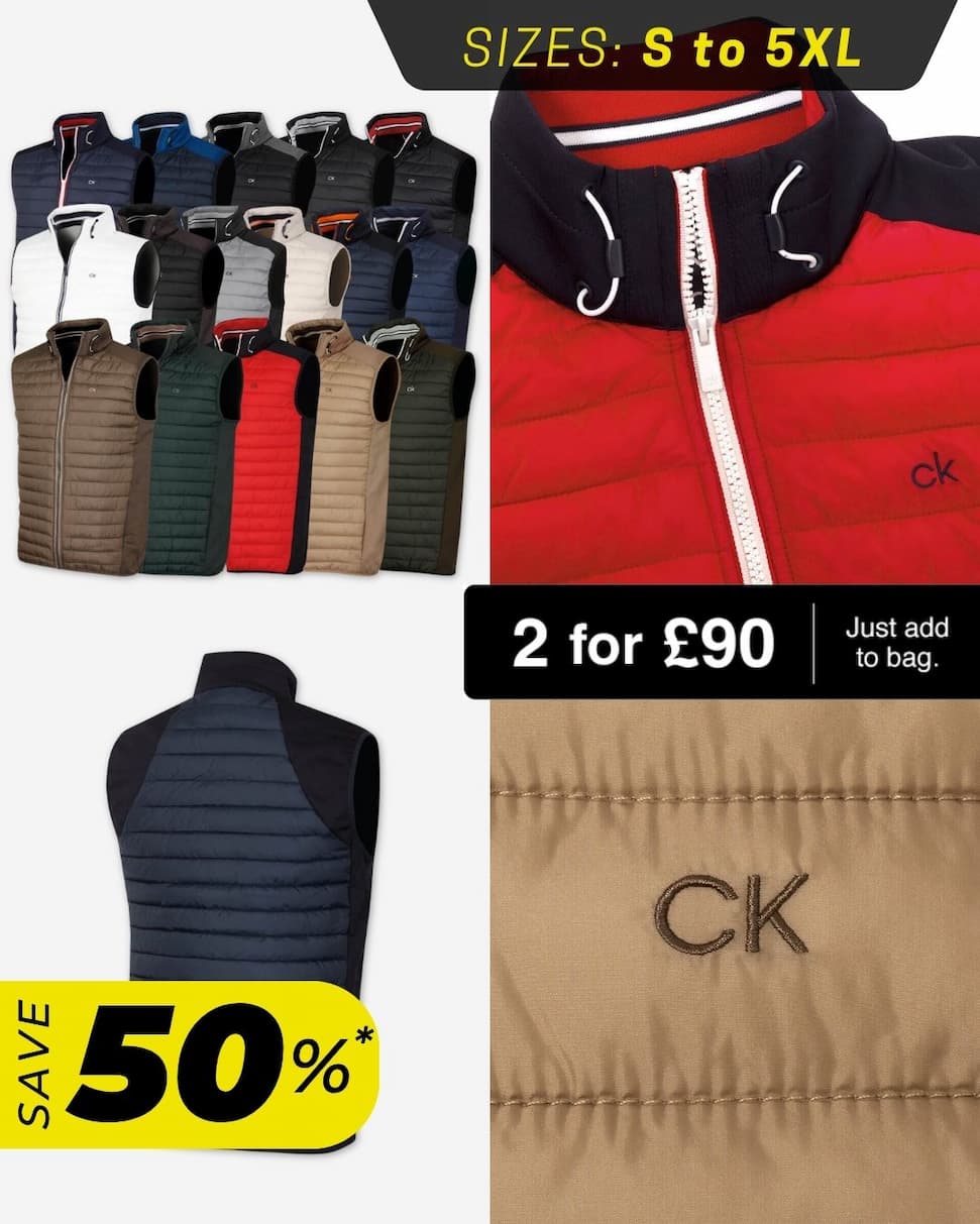 Calvin Klein Mens Hybrid Insulate Bodywarmer Golf Gilet