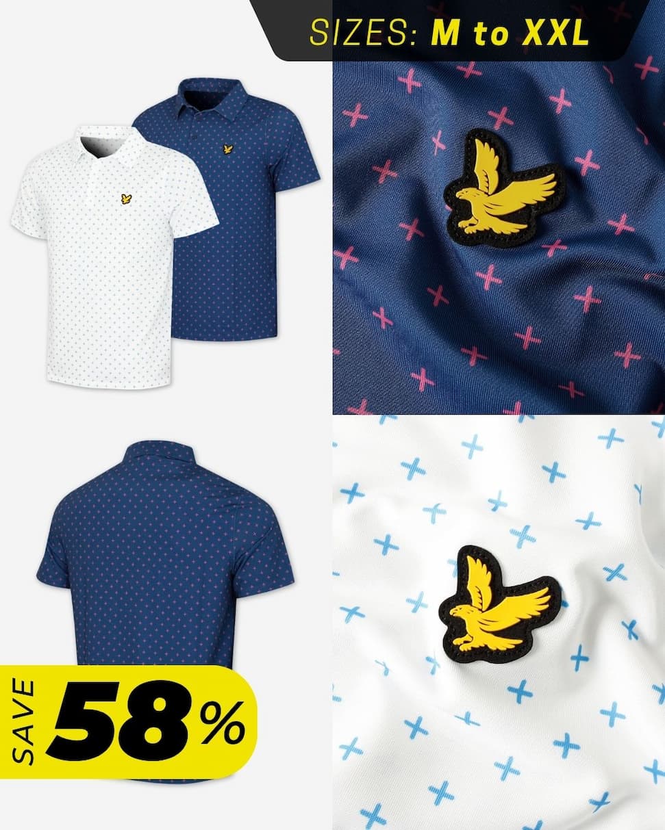 Lyle & Scott Mens Cross Print Stretch Breathable Golf Polo Shirt