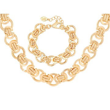 Gold Tone 15mm Luxe Link Chain Necklace & Bracelet Set