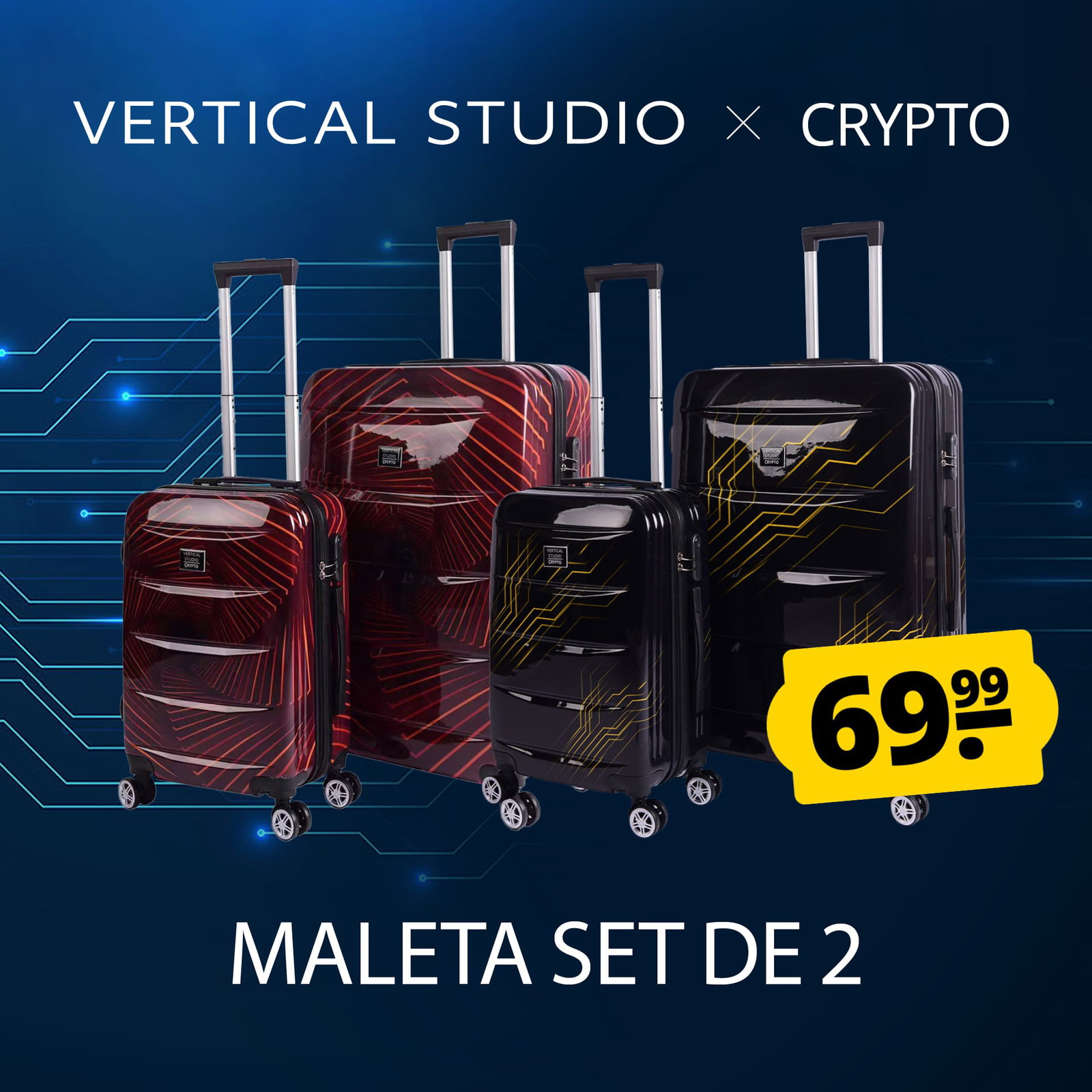 vertial studio x crypto bull run maleta set de 2