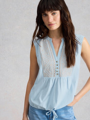 Shop Peony Sleeveless Collared Shirt