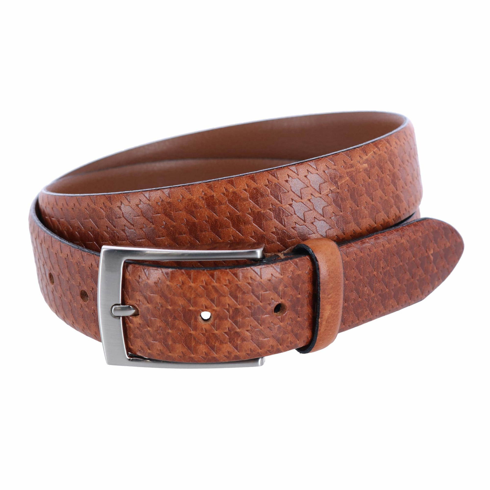 Image of Watson Houndstooth Embossed 35mm Leather Belt
