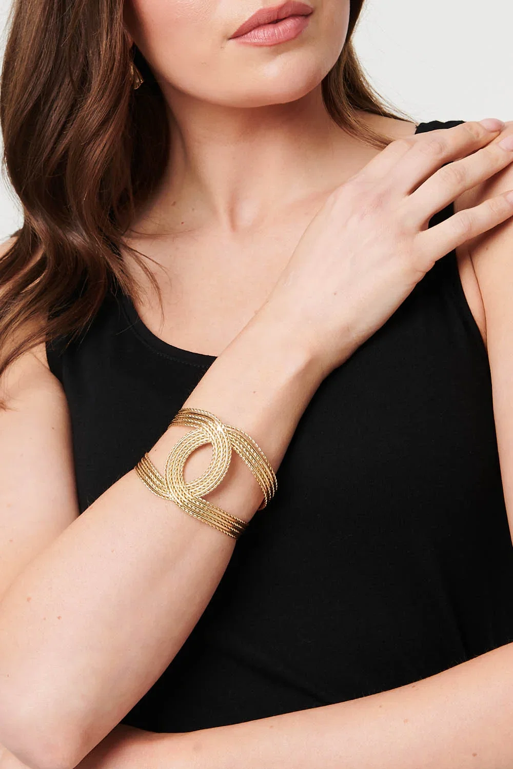 Metallic Twist Texture Wide Bracelet