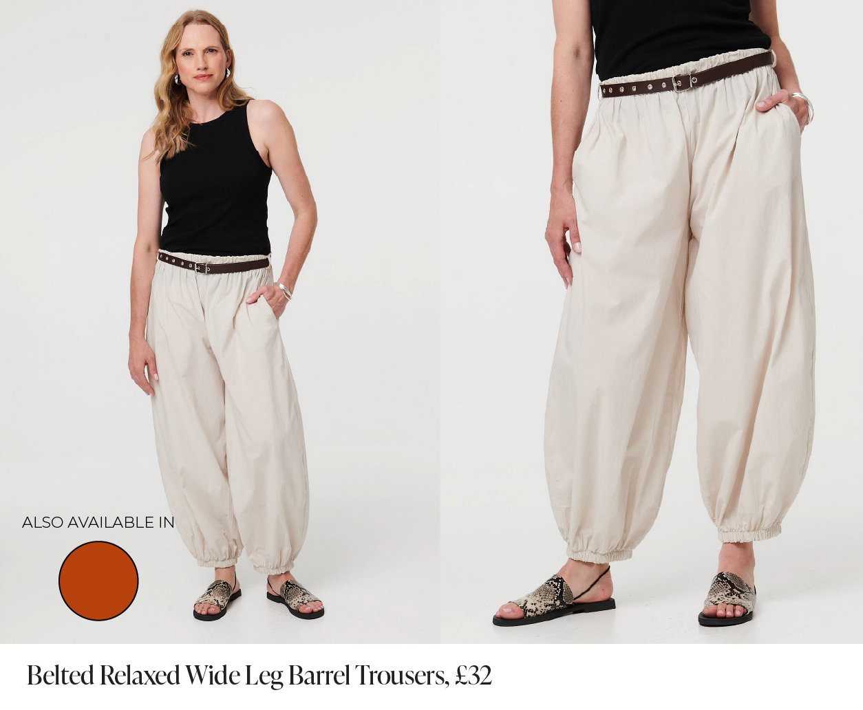 Belted Relaxed Wide Leg Barrel Trousers | Shop Now