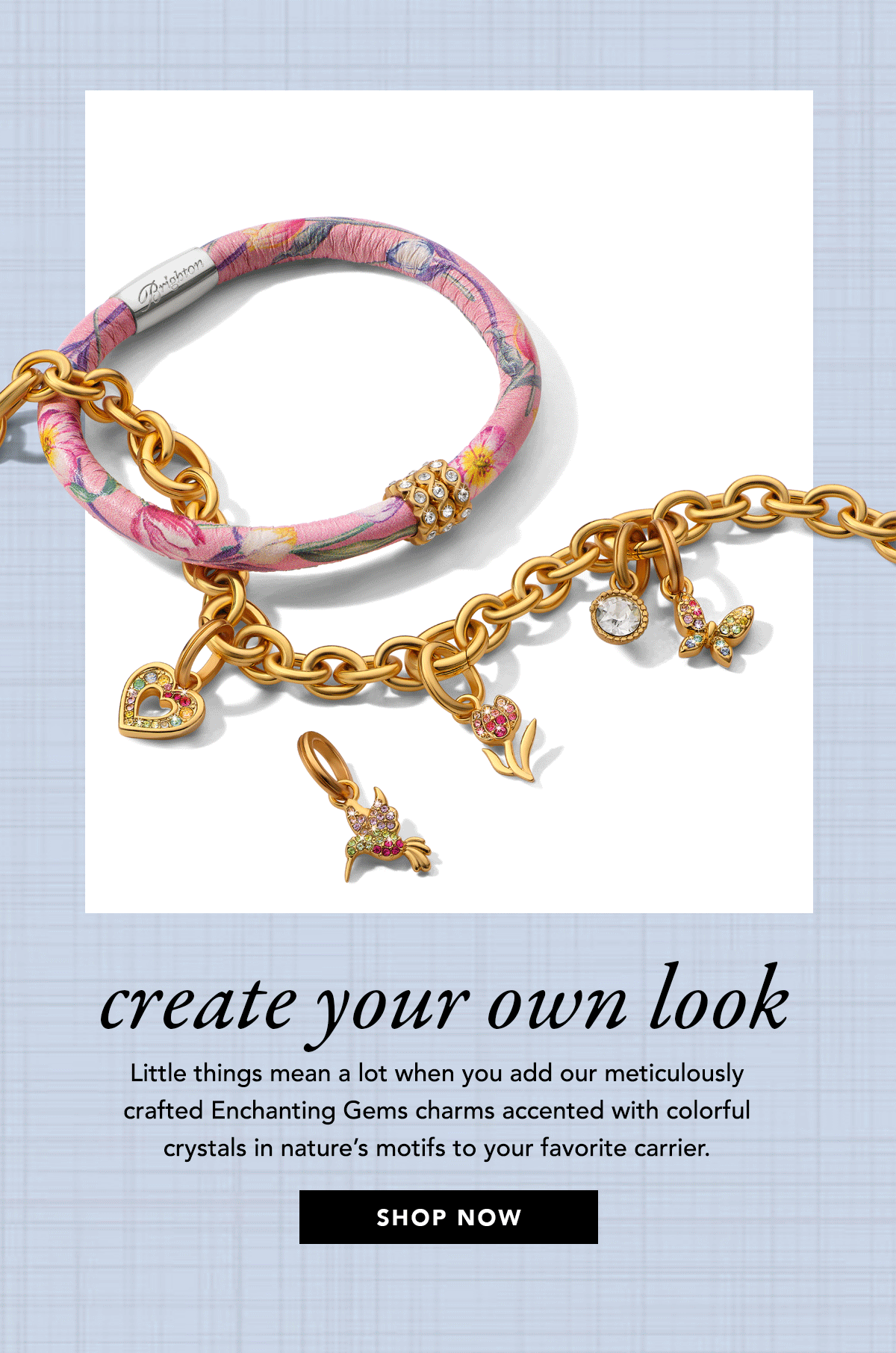 Create Your Own Look - Little things mean a lot when you add our meticulously crafted Enchanting Gems charms accented with colorful crystals in nature's motifs to your favorite carrier. - Shop Now