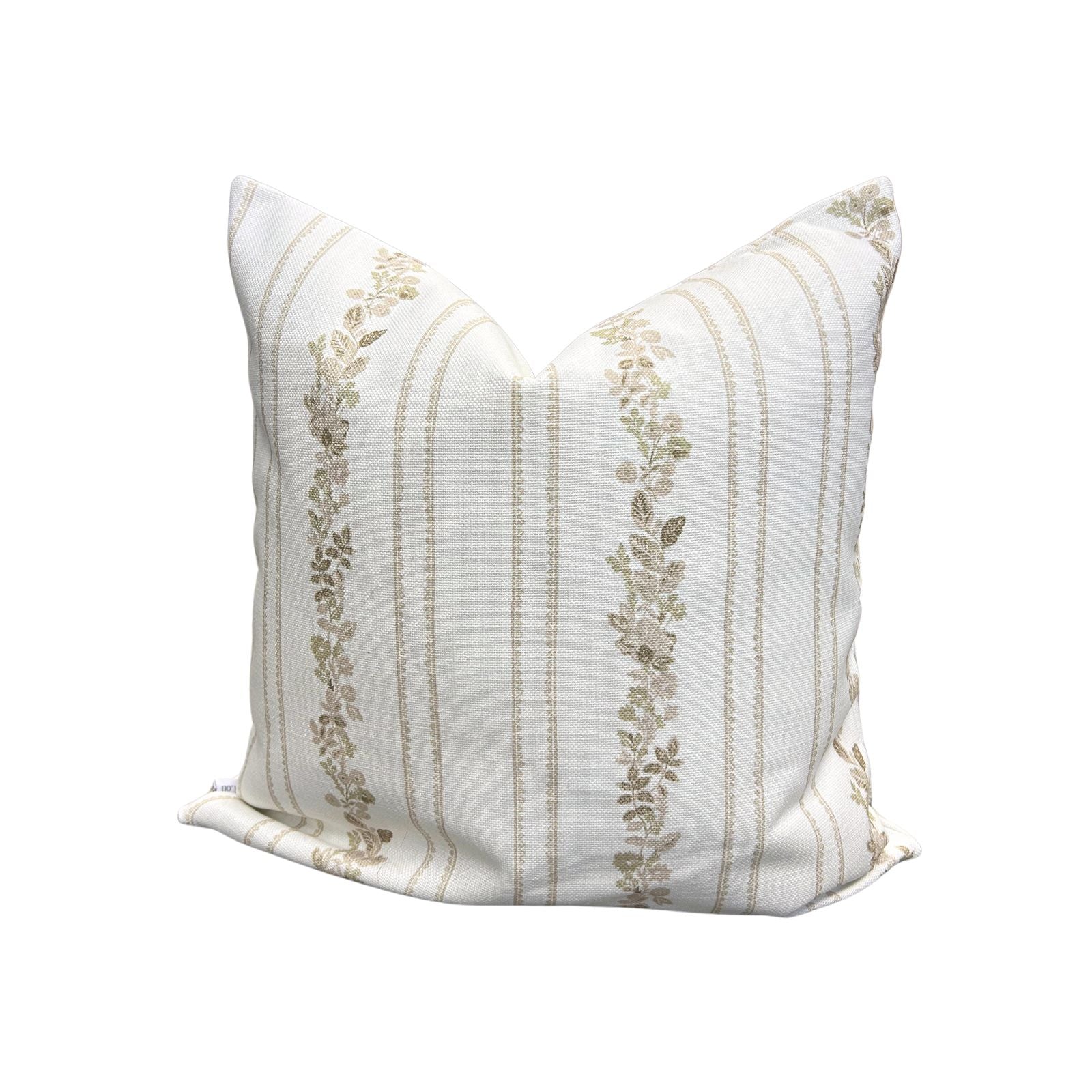 Image of Paige Floral Stripe Pillow in Natural