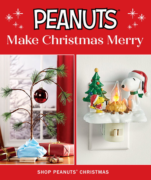 Peanuts Make Christmas Merry. Shop Peanuts Christmas. Charlie Brown Christmas Tree With Blanket Tree Skirt. Peanuts Christmas Campfire Night-Light