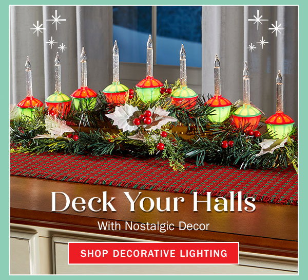 Deck Your Halls With Nostalgic Decor. Shop Decorative Lighting. Nine Bubble-Light Candolier