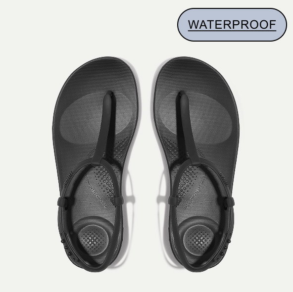 IQUSHION Splash Sparkle T-Bar Sandals - All Black