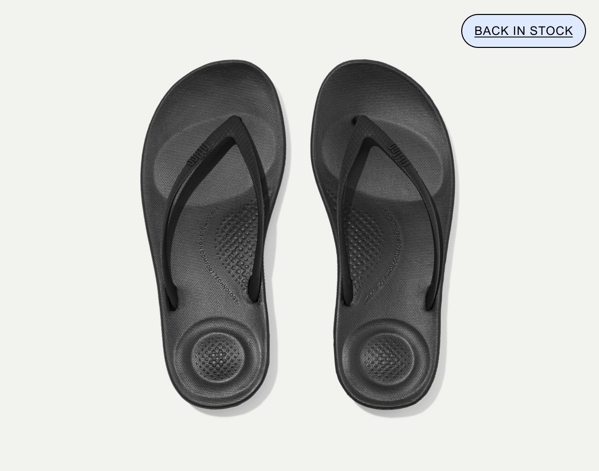 iQUSHION Sparkle Ergonomic Flip-Flops - Black