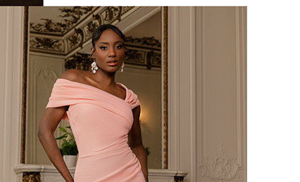  One Shoulder Scuba Crepe Evening Maxi Dress - Blush Pink by Goddiva