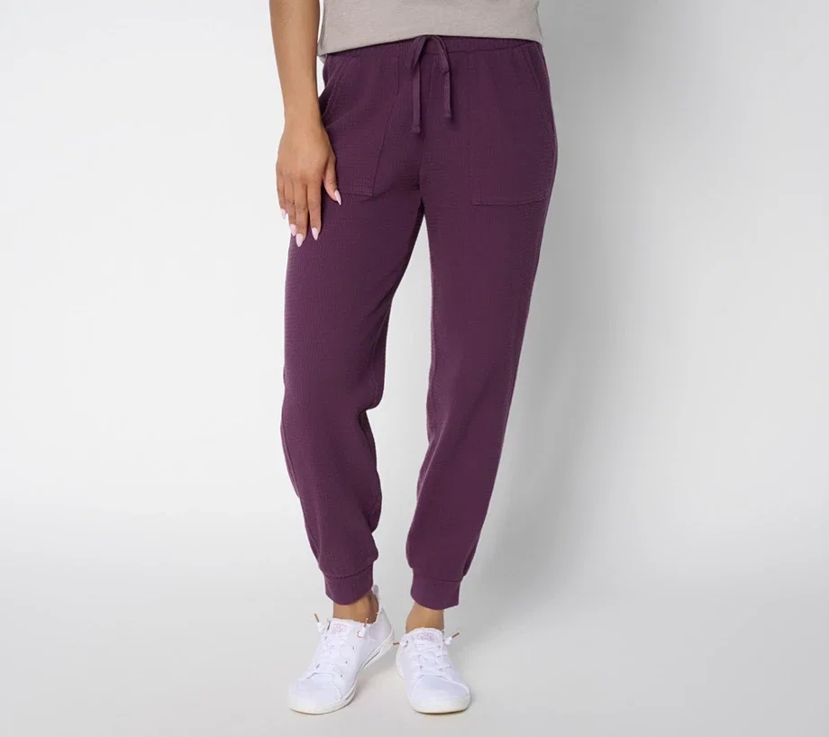 AnyBody Regular Washed Waffle Knit Joggers