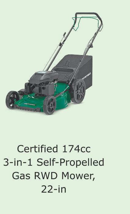 Certified 174cc 3-in-1 Self-Propelled Gas RWD Mower, 22-in.