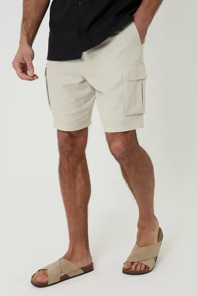 Linen Blend Cargo Shorts