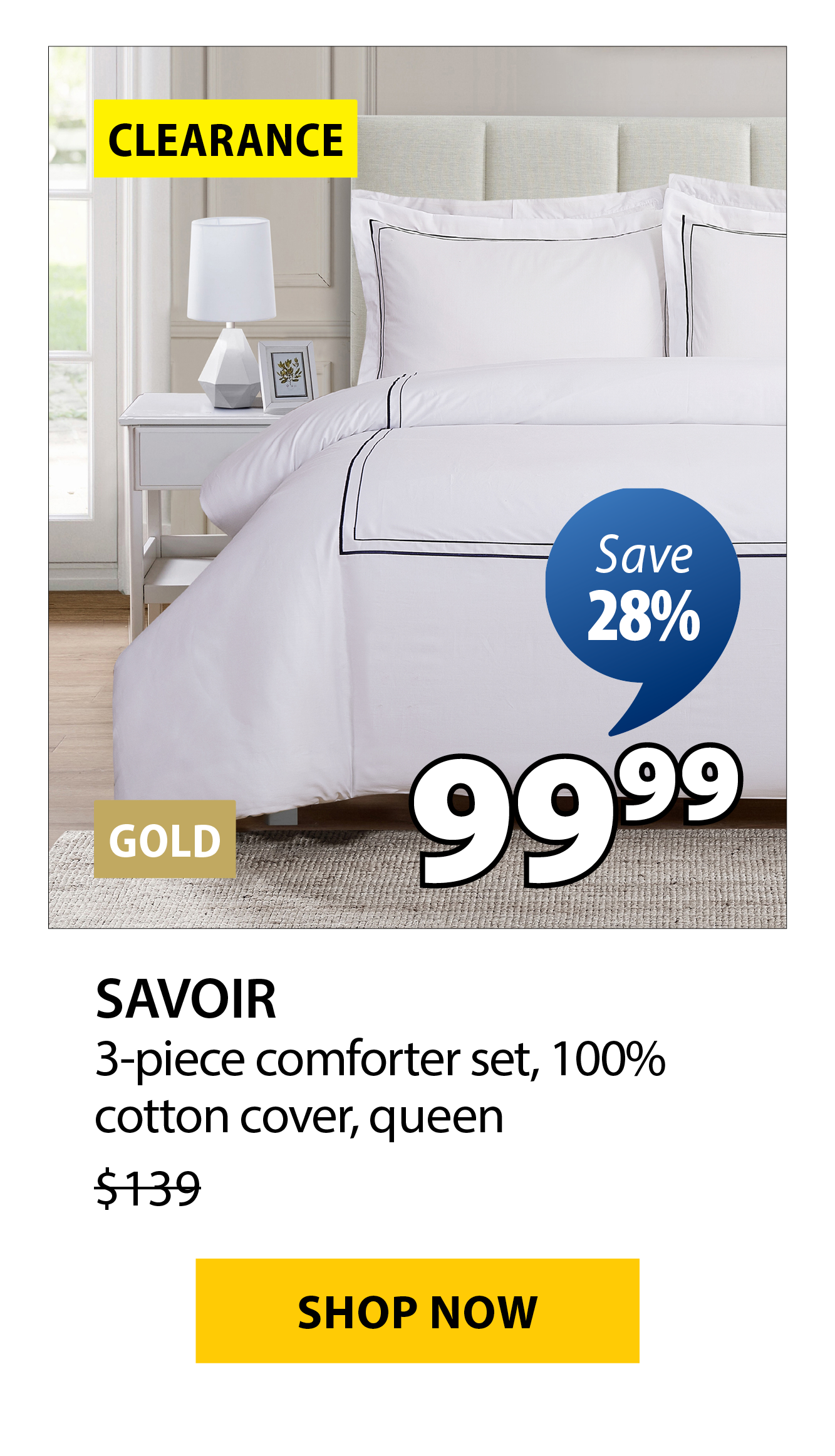 SAVOIR 3-piece comforter set | Save 28%