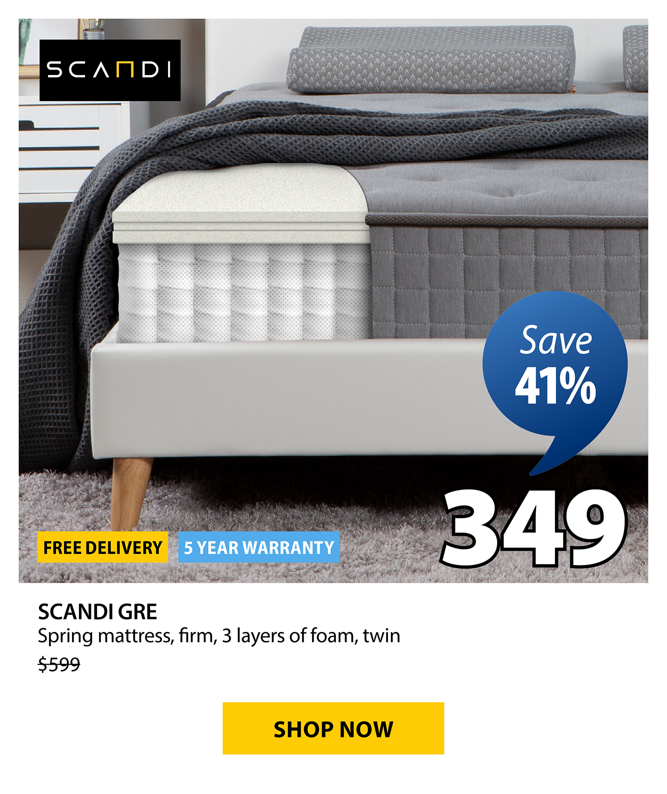 SCANDI GRE Spring mattress | Save 41%