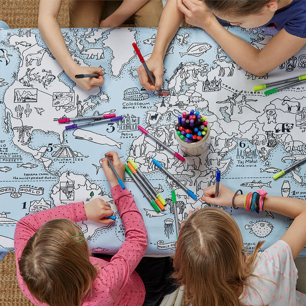 Image of Colour and Learn World Map Table Cloth