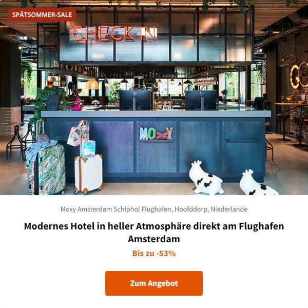 Modernes Hotel in heller Atmosphäre direkt am Flughafen Amsterdam