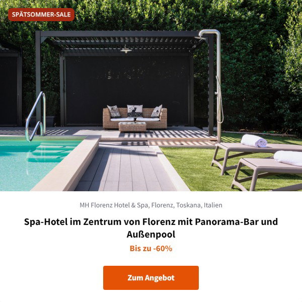 Spa-Hotel im Zentrum von Florenz mit Panorama-Bar und Außenpool