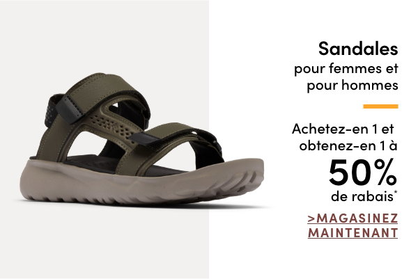 Sandales pour femmes et pour hommes achetez-en 1 et obtenez-en 1 à 50% de rabais*