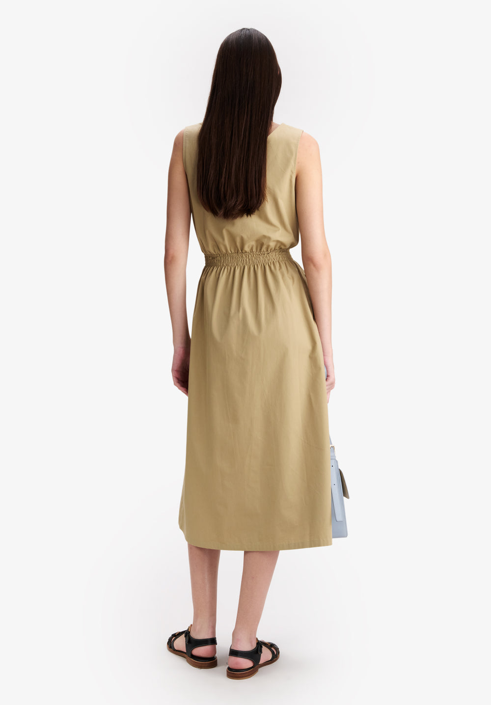 A.P.C. model in a dress from the Fall collection