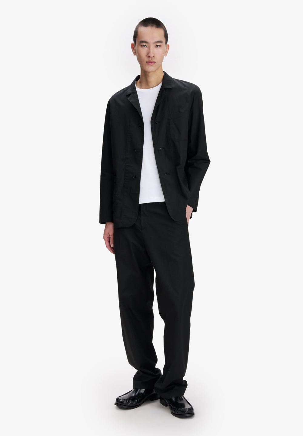 A.P.C. model in a suit from the Fall collection