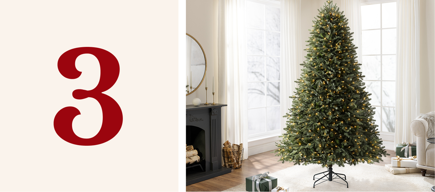 Artificial tree in a decorated living room