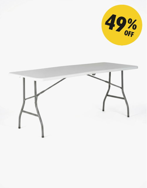 6ft (180cm) White Rectangle Plastic Folding Trestle Table