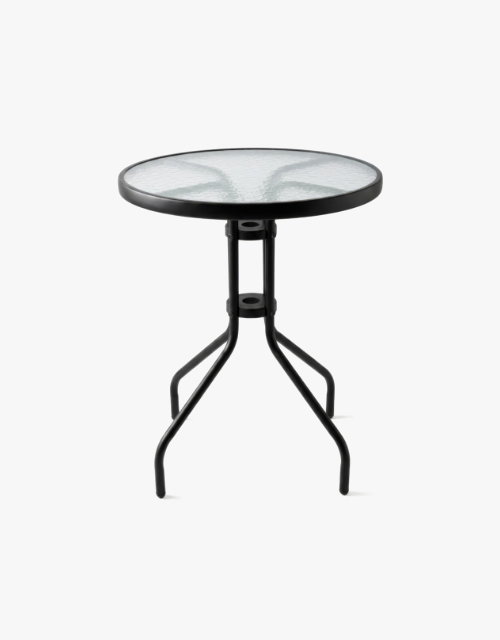 Sussex Round Glass Top Garden Dining Table - 60cm x 70cm - Black