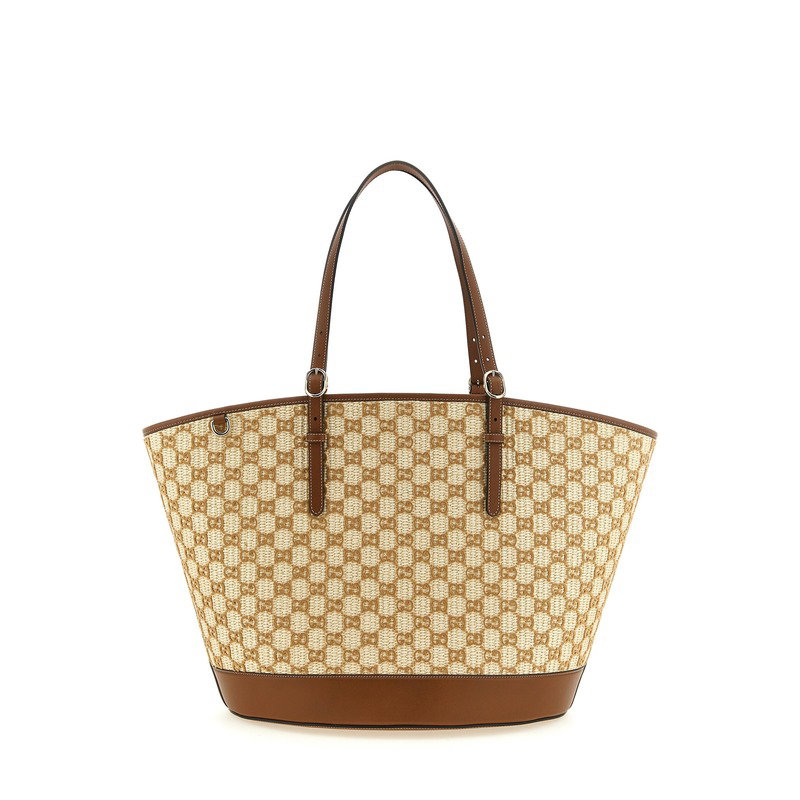 Gucci GG Monogram Cotton Tote Bag — Brown