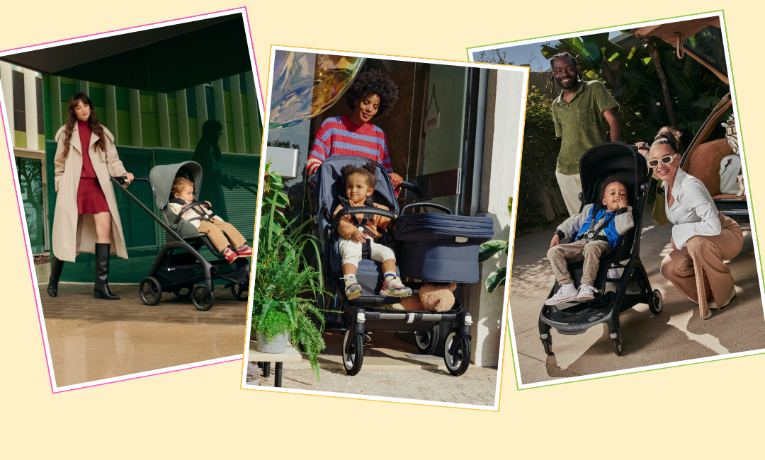 [3 photos of Bugaboo gear in-use]