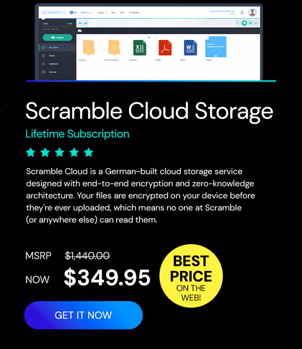 Scramble Cloud Storage Lifetime Subscription (20TB)
