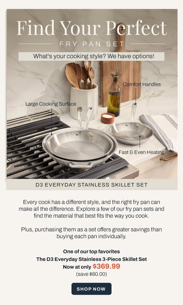 Shop our D3 Everyday Stainless 3 pc Skillet Set