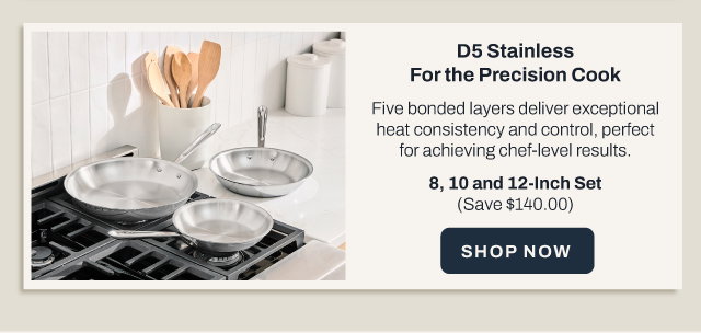 Shop our D5 Stainless Polished 3 pc Fry Pan Set, 8, 10 & 12 inch