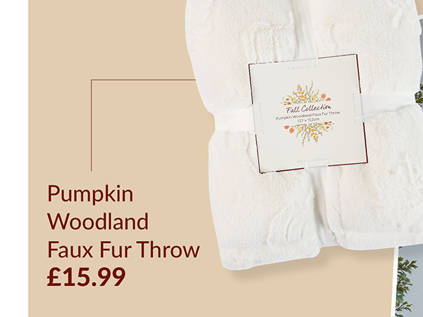 Pumpkin woodland faux fur throw £15.99
