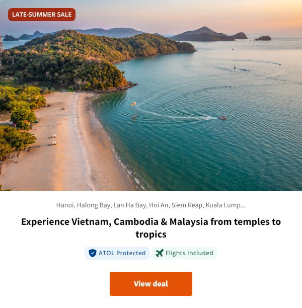 Experience Vietnam, Cambodia & Malaysia from temples to tropics