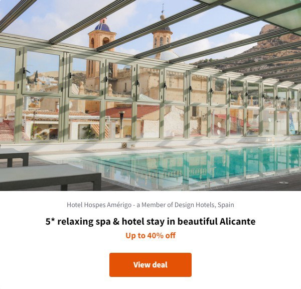 5* relaxing spa & hotel stay in beautiful Alicante
