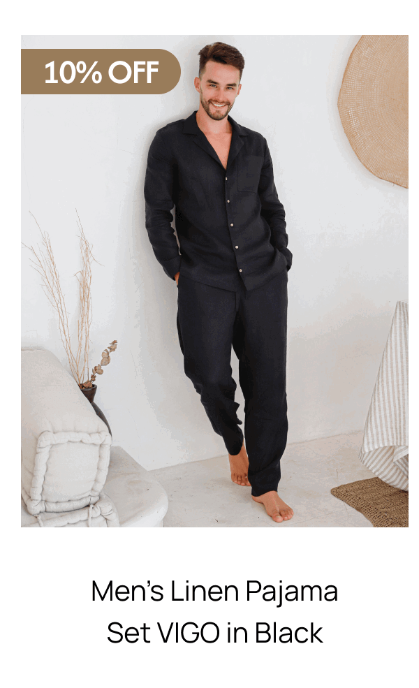 Men's Linen Pajama Set VIGO in Black 