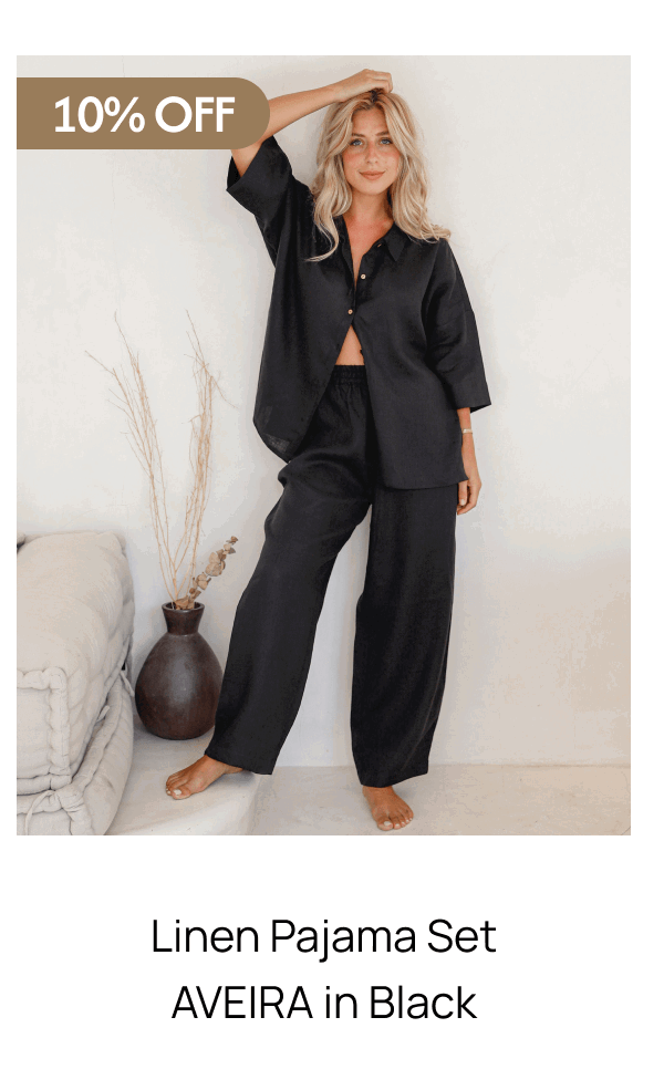Linen Pajama Set AVEIRA in Black 