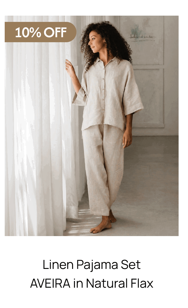 Linen Pajama Set AVEIRA in Natural Flax 