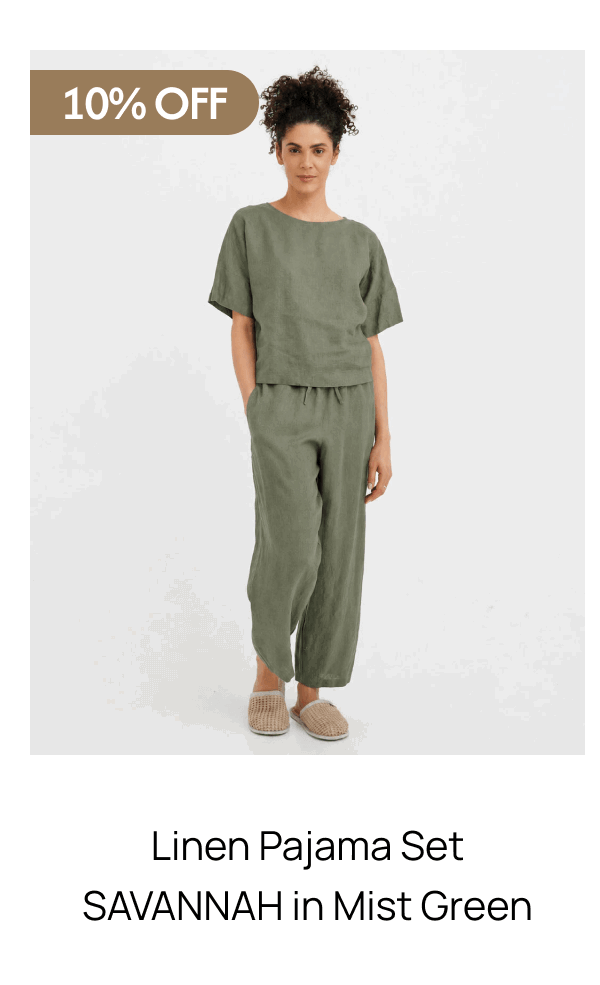 Linen Pajama Set SAVANNAH in Mist Green 